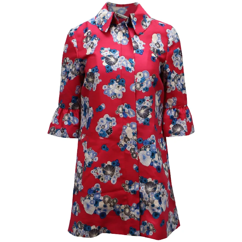 Stylish And Comfortable Clothing For Women Diane Von Furstenberg Philippa Coat with Floating Flowers Print in Multicolor Wool