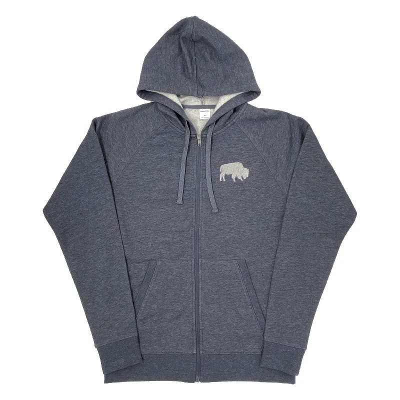 Women's Floral Print Outfit BFLO With Embroidered Buffalo Charcoal Gray Zip-Up Hoodie Women's Floral Print Outfit BFLO With Embroidered Buffalo Charcoal Gray Zip-Up Hoodie
