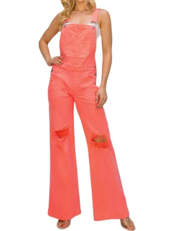 Always Together Overall Jumpsuit In Coral