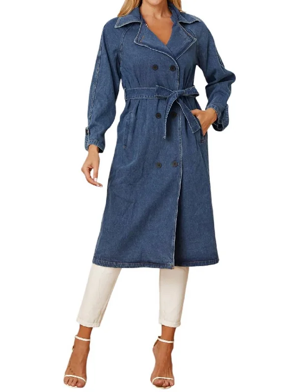 Stylish Women's Garments Long Denim Trench