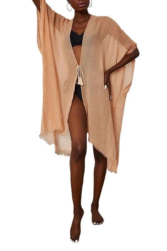 Turkish Cotton Kimono In Beige