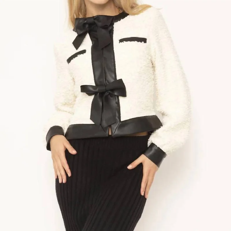Women's Clothes For Work Arden Boucle Bow Jacket In White