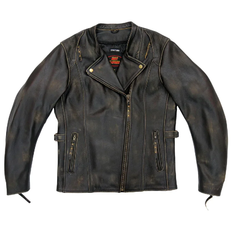 Modern Women's Wardrobe Essentials Hot Leathers JKL1031 Ladies Vented Distressed Brown Leather Jacket Modern Women's Wardrobe Essentials Hot Leathers JKL1031 Ladies Vented Distressed Brown Leather Jacket