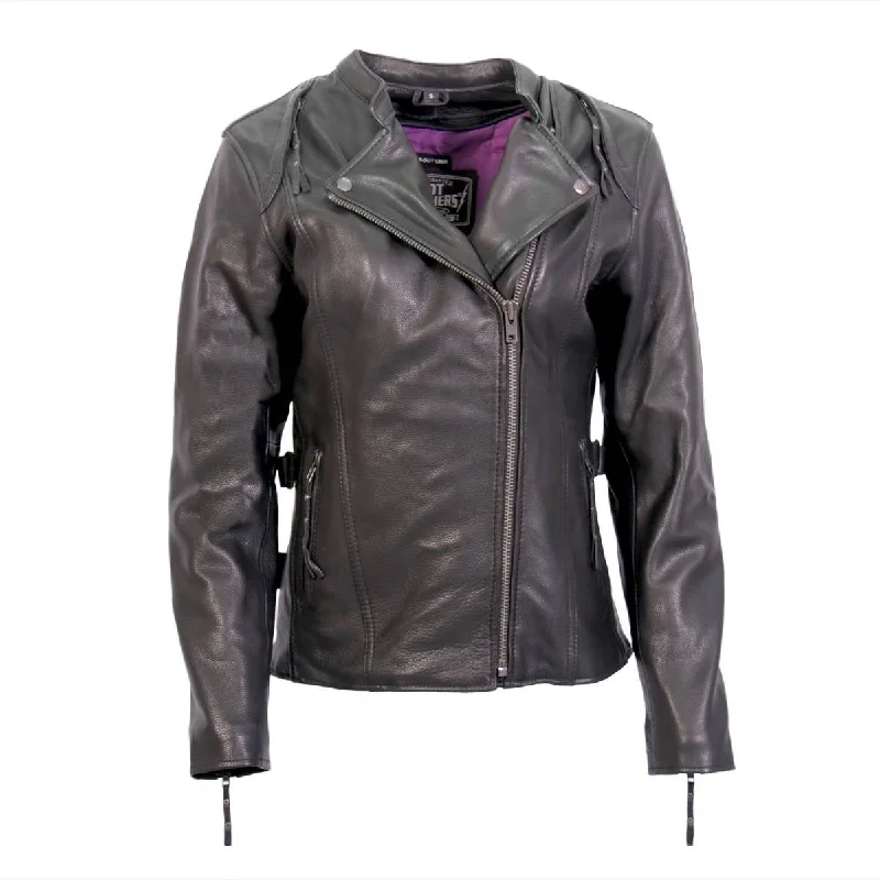 Easygoing Women's Style Hot Leathers JKL1032 Ladies Black Leather Jacket with Vented Side Snaps Easygoing Women's Style Hot Leathers JKL1032 Ladies Black Leather Jacket with Vented Side Snaps