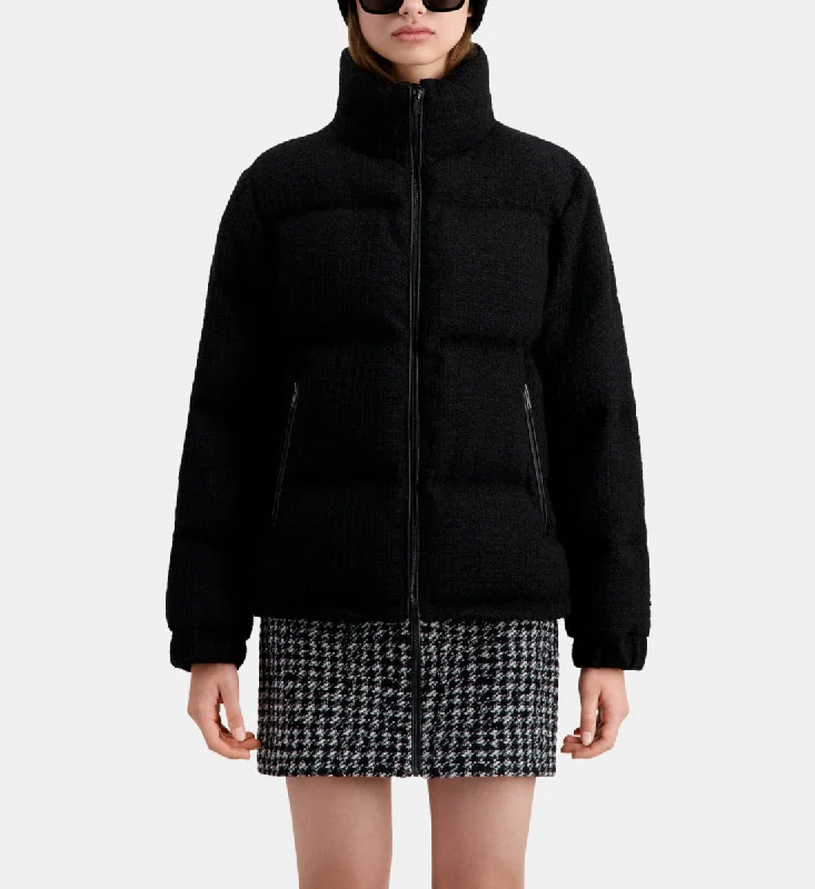 Women's Casual Wear Outfit Tweed Puffer Jacket