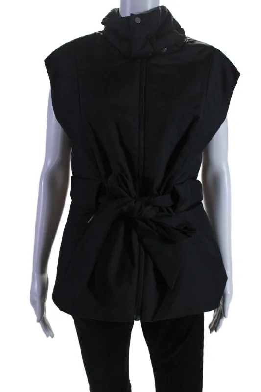 Women's Clothing Online Aday Womens 2 Pocket High Neck Sleeveless Zip Up City Summits Vest Black