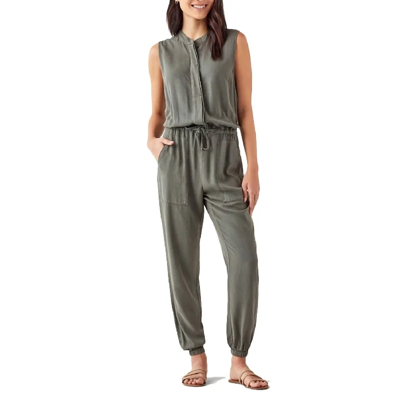 Brook Jumpsuit In Vintage Olive Branch