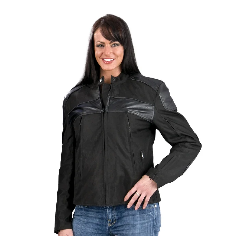 Women's Professional Attire NexGen SH1971 Women's Black Textile and Leather Motorcycle Racer Jacket Women's Professional Attire NexGen SH1971 Women's Black Textile and Leather Motorcycle Racer Jacket