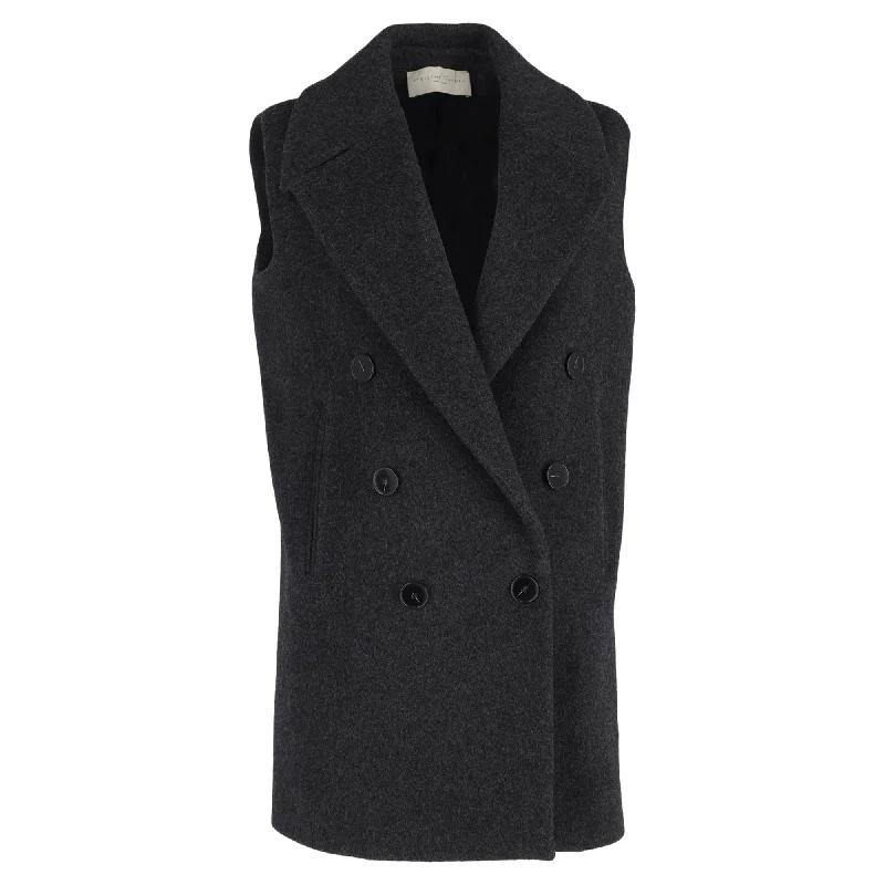Trendy Boutiques Online Stella Mccartney Double-Breasted Vest Jacket in Grey Wool