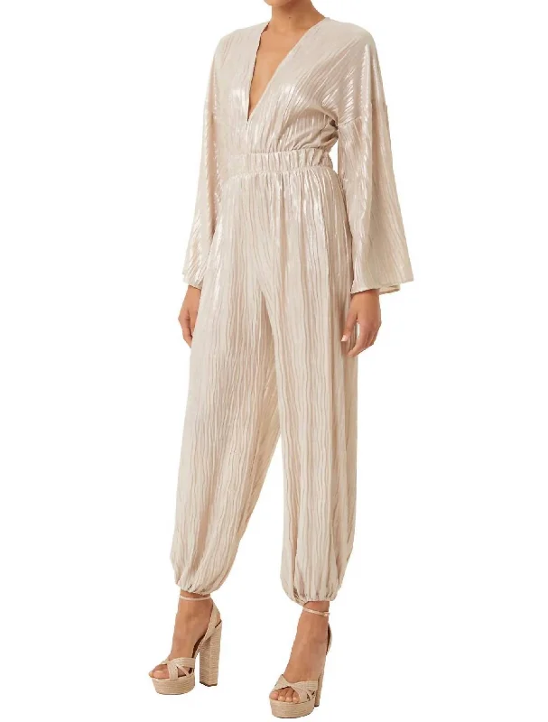 Pleated Jumpsuit In Ivory