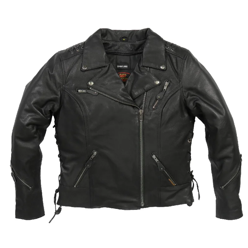 Sales Clothes Hot Leathers JKL1027 Ladies Black Lace Detail Carry Conceal Leather Motorcycle Jacket Sales Clothes Hot Leathers JKL1027 Ladies Black Lace Detail Carry Conceal Leather Motorcycle Jacket