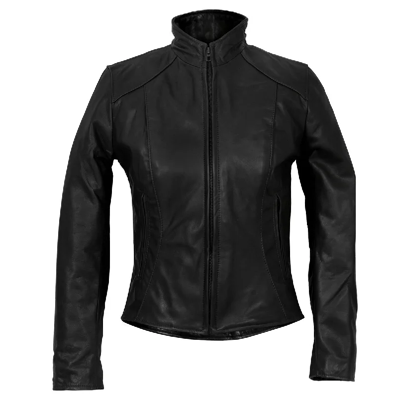 Luxury Women's Fashion Hot Leathers JKL5003 USA Made Women's Black Clean Cut Leather Jacket Luxury Women's Fashion Hot Leathers JKL5003 USA Made Women's Black Clean Cut Leather Jacket