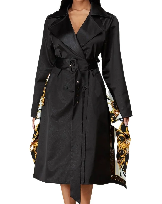 Sale On Clothing Under The Moonlight Trench Coat In Black/gold Baroque