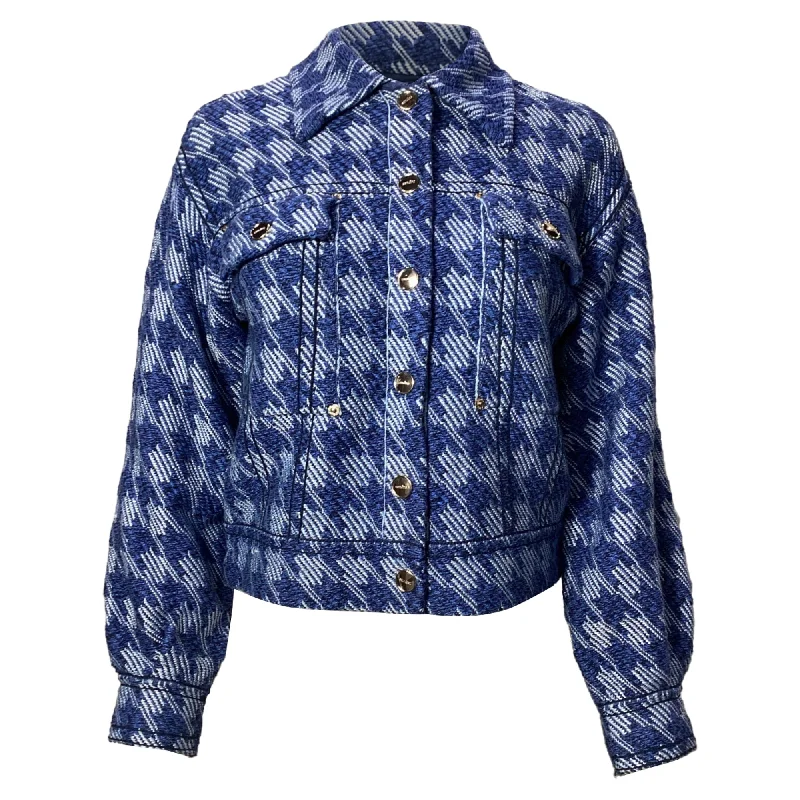 Women's Clothing Online Sandor Balthazar Houndstooth Jacket In Blue Cotton