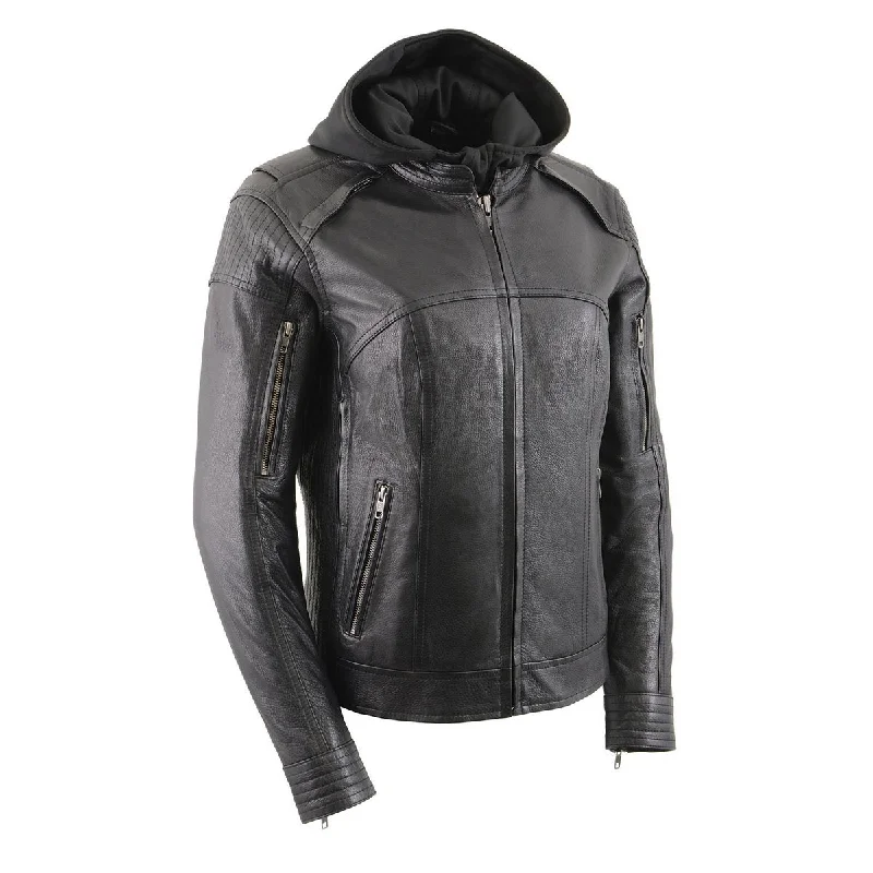 Chic Women's Outfit Ideas Milwaukee Leather Women's Vented Racer Leather Jacket with Removable Hoodie MLL2501 Chic Women's Outfit Ideas Milwaukee Leather Women's Vented Racer Leather Jacket with Removable Hoodie MLL2501