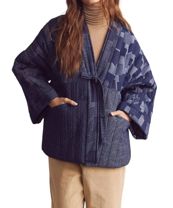 Women's Trendy Clothes Quilted Jacket In Patched Denim