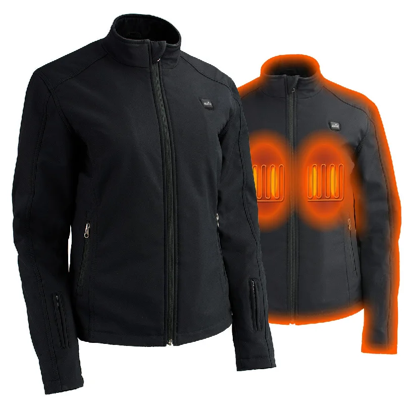 Women's Sporty Clothes The Bikers Zone BZL1860 Women's Premium Black Heated Soft Shell Heated Jacket with 12V Battery Women's Sporty Clothes The Bikers Zone BZL1860 Women's Premium Black Heated Soft Shell Heated Jacket with 12V Battery