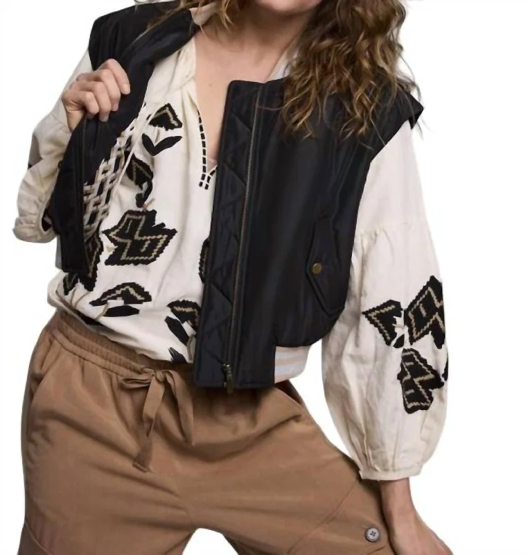 Comfortable Loungewear for Women Padded Bomber Jacket In Black
