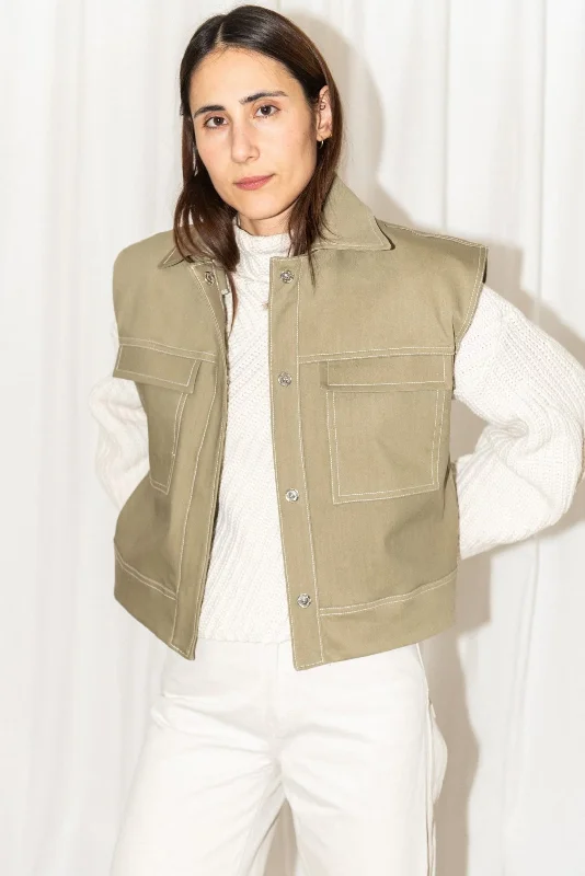 Clothes For Women Puff and Pencil Topstitch Vest