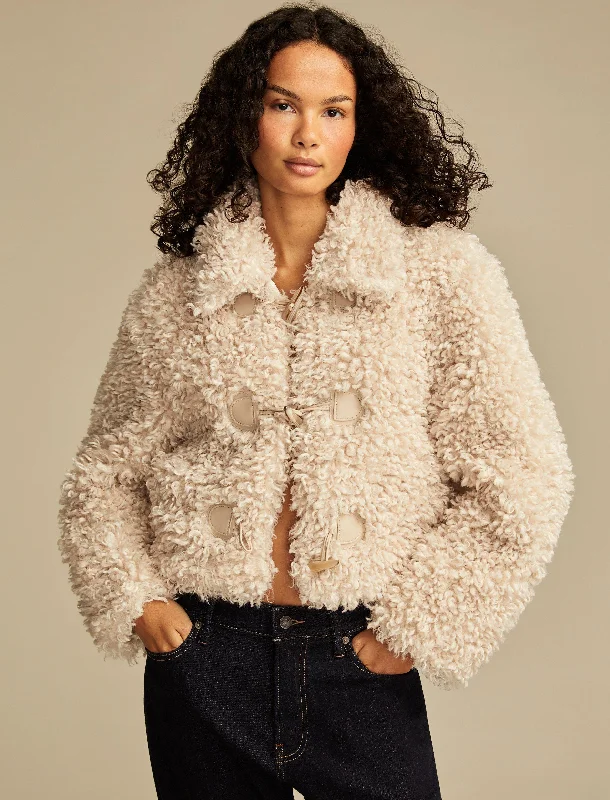 Discount Store Lucky Brand Women's Faux Teddy Toggle Jacket