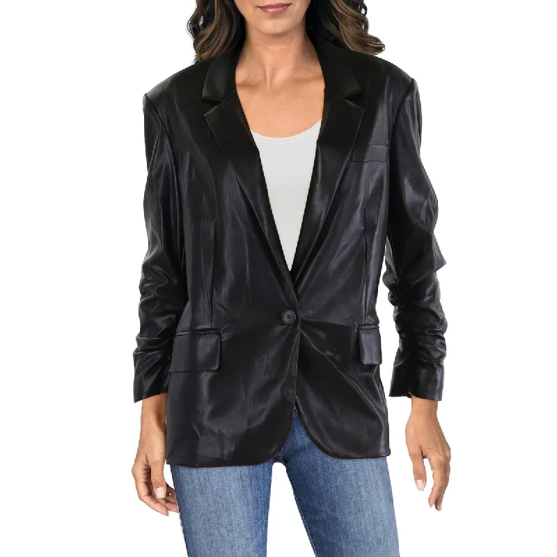 Clothing Store Womens Pocket Collar Leather Jacket