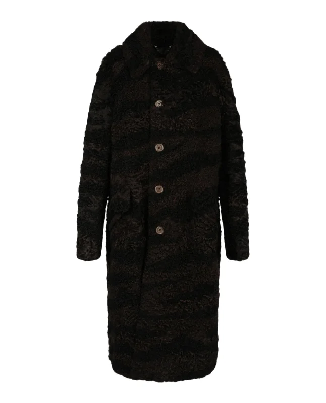 Zebra Pattern Shearling Coat