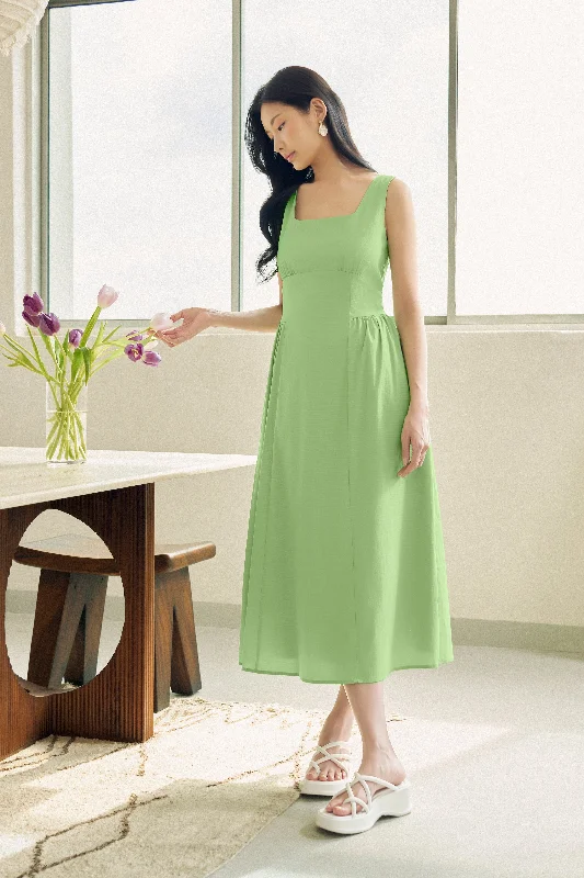 Women's Seasonal Wardrobe Clothing Alaina Tie-Back Fit and Flare Dress in Tranquil Green