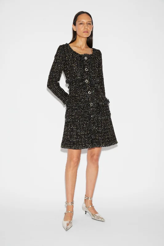 Effortless Comfort NATASHA COAT DRESS BLACK GOLD TWEED