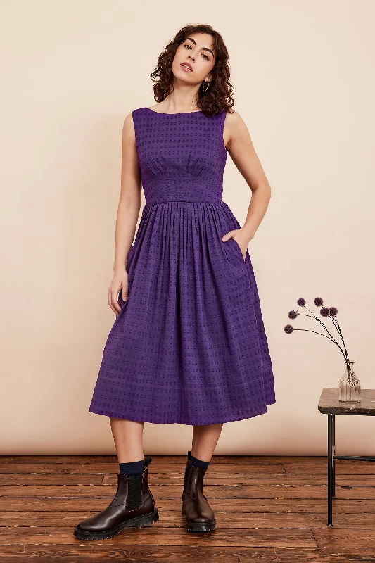Women's Vacation Garments Abigail Violet Cotton Dobby Dress Long