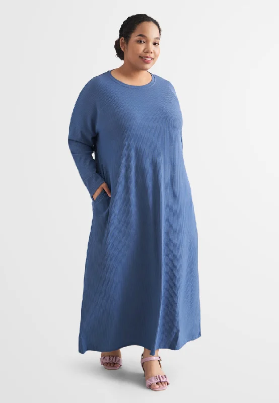 Summer Sale Johanna Relax Ribbed Quarantine Petite Plus Jubah Dress - Blue