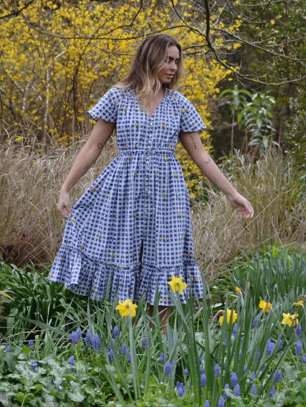 Graceful Fashion 100% RECYCLED COTTON - DULCIE DRESS BLUE GINGHAM