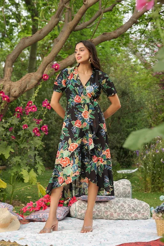 Online Boutiques Best Contraste Floral Cotton Dress