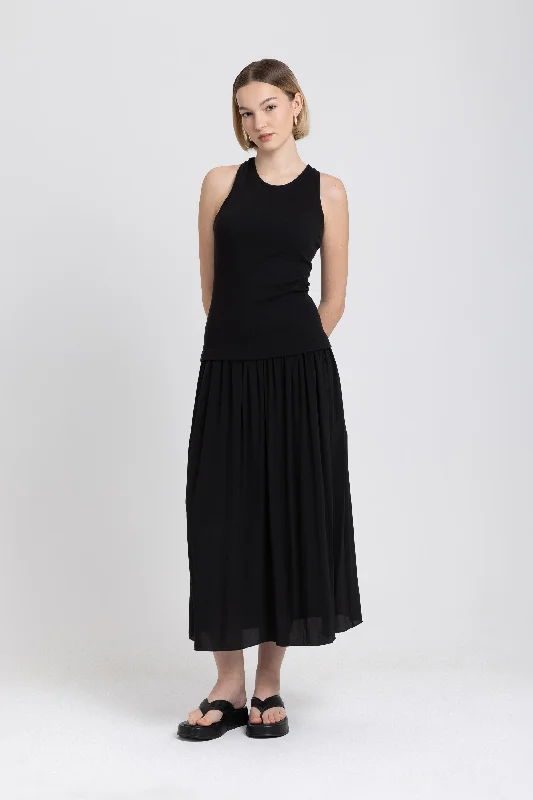Casual Garments For Women Black jersey & crepe day dress