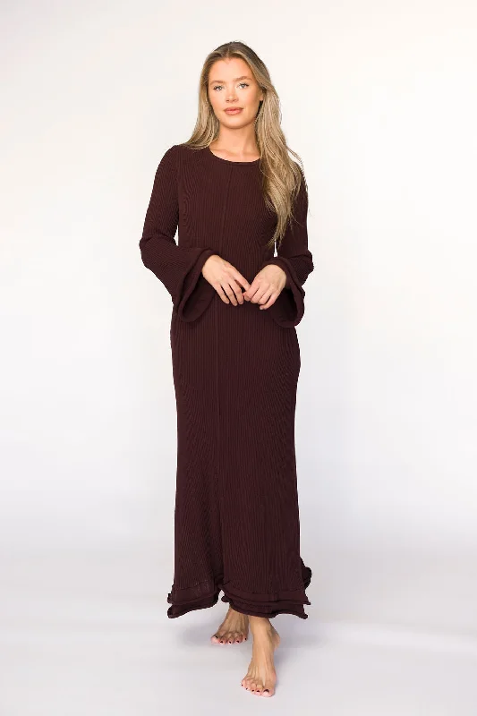 Classic Women's Fashion Arlet Dress in Brown - Bump Friendly