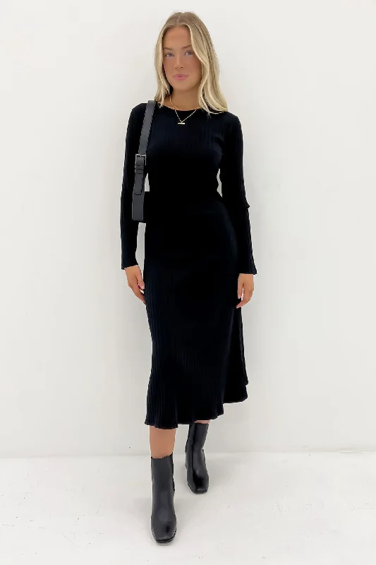 Comfortable Garments For Women Huntleigh Rib Dress Black