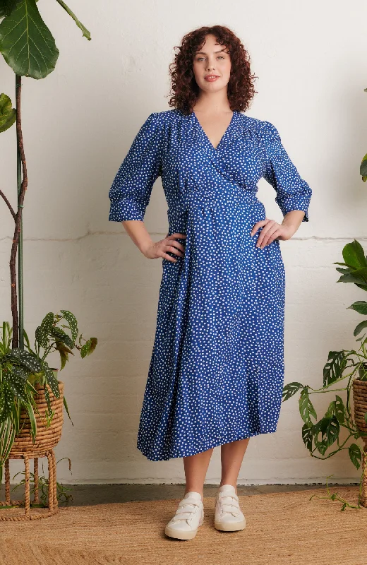 Women's Office Clothing Marianna Blue Scattered Spot Dress