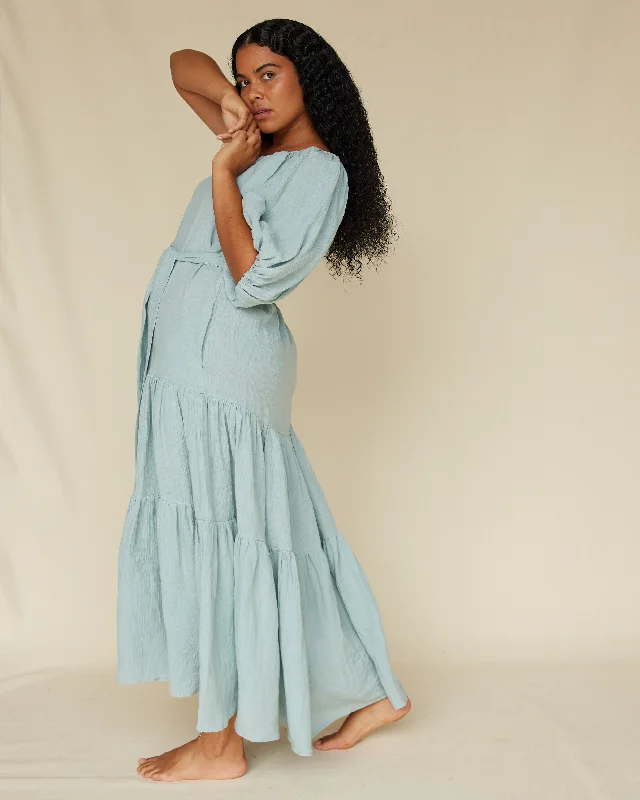 Fashion Sale Saloma Linen O/S Dress - Duckegg Blue