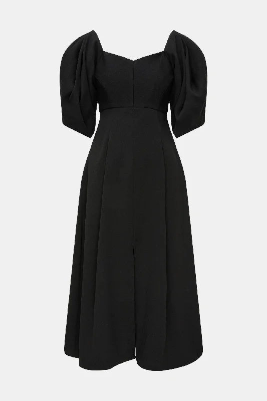 Women's Elegant Evening Outfit black bird panel dress