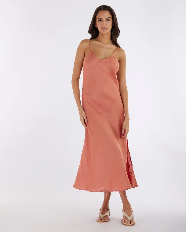 Trendy Fashion Sale Evangeline Linen Dress - Rosewood
