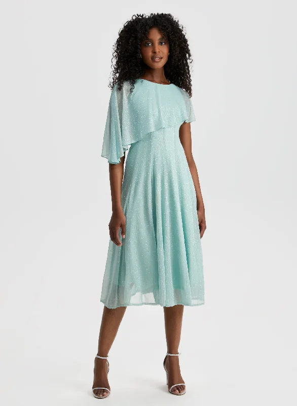 Relaxed Style Mesh Detail Poncho-Effect Dress