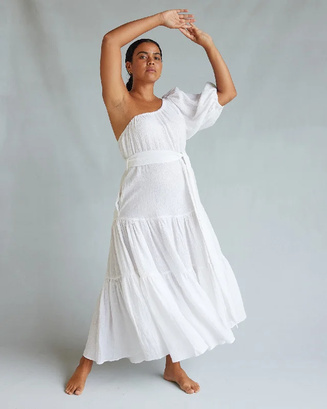 Premium Quality Garments Saloma Linen O/S Dress - White
