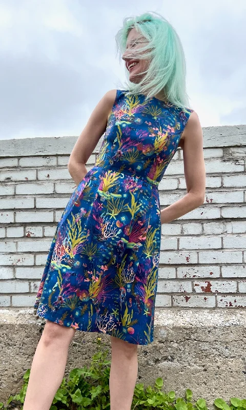 Women's Comfy Attire For Lounging Peafowl Dress - Undersea Gardens