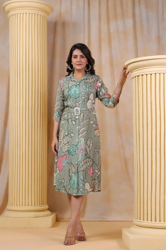 Women Online Clothing Boutiques Botanic Bliss A-Line Muslin Silk Dress