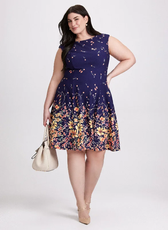 Vibrant Styles Floral Trim Dress