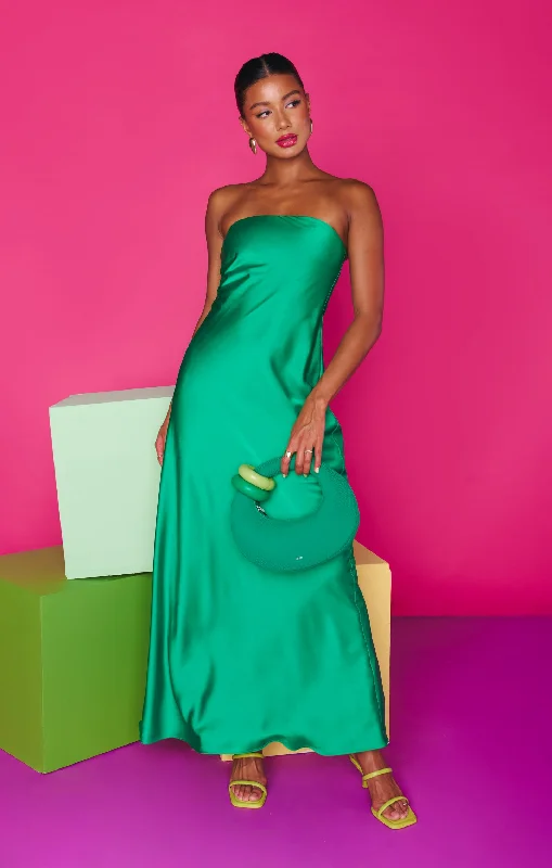 Fashionable Casual Tops Taylor Tube Dress ~ Clover Green Luxe Satin