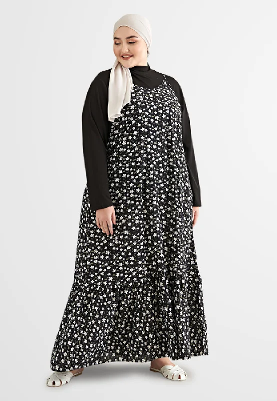 Women's Loungewear Clothes Starlet Floral Long Camisole Dress - Black