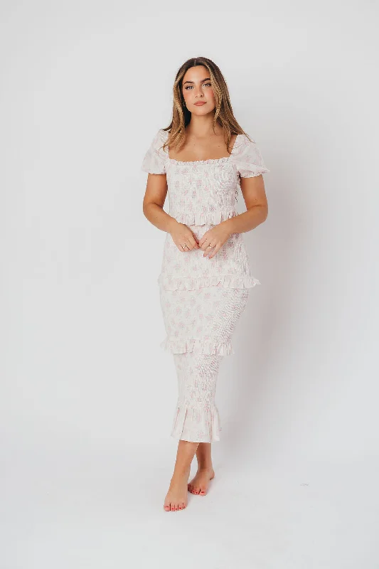 Sale On Clothing Ada Smocked Dress in Pink Floral - Bump Friendly & Inclusive Sizing (S-3XL) - Restocking End of April