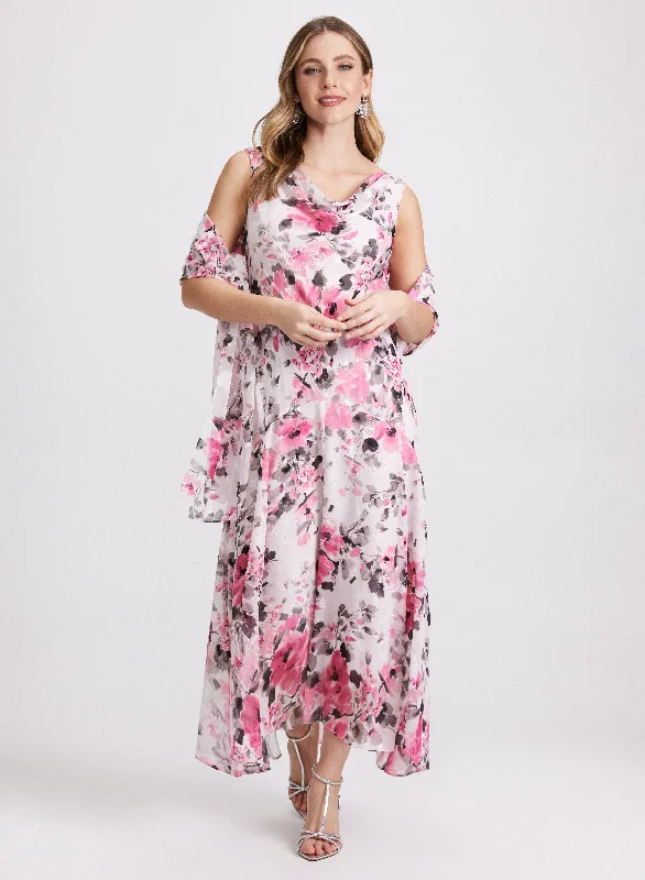 Trendy Clothing Sale Floral Print Shawl & Dress