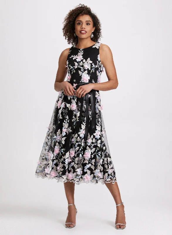 Forward Trendsetter Embroidered Tulle Dress