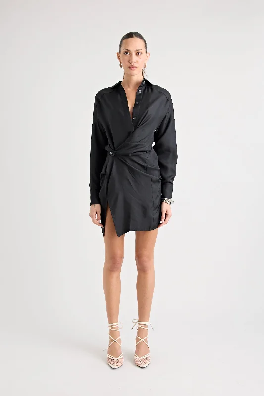 Women's Activewear for Exercise and Sports RAF SILK TWIST DRESS | BLACK
